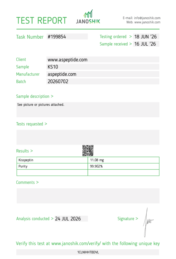 KissPeptin-10  10mg COA