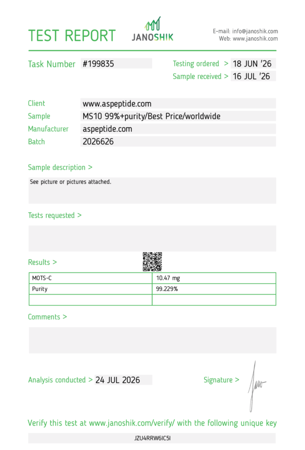 MOTs-c  10mg  COA