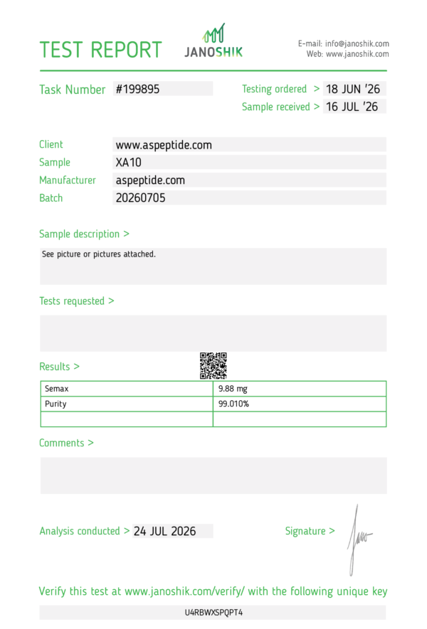Semax 10mg  COA
